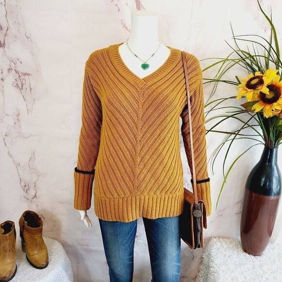 Jason Wu GREY super soft mustard yellow v neck sweater - Picture 3 of 8